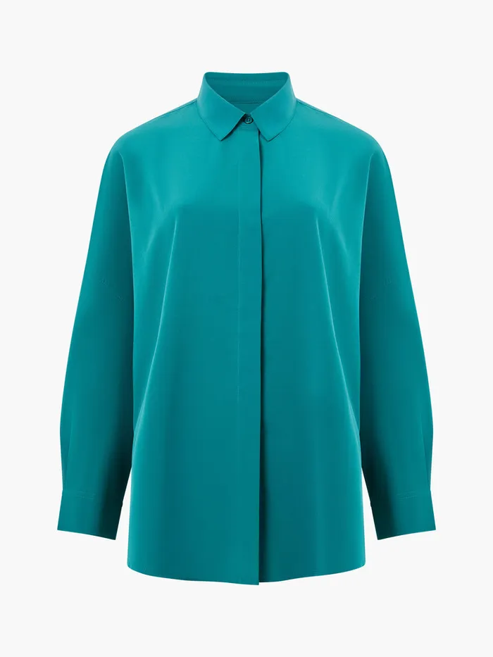 Woman Tops French Connection Caprina Recycled Crepe Long Sleeve Button Shirt Forest Woman Tops French Connection Caprina Recycled Crepe Long Sleeve Button Shirt Forest