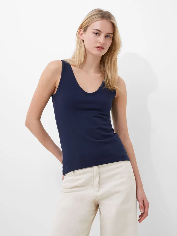 Woman Tops French Connection Cotton Organic Stretch Tank Top Classic Navy