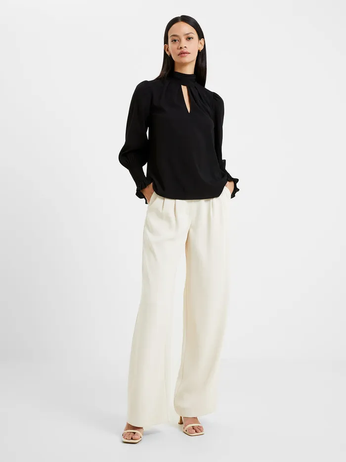 Woman Tops French Connection Crepe Light High Neck Long Sleeve Top Black Woman Tops French Connection Crepe Light High Neck Long Sleeve Top Black
