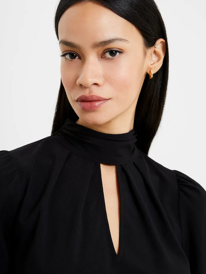 Woman Tops French Connection Crepe Light High Neck Long Sleeve Top Black Woman Tops French Connection Crepe Light High Neck Long Sleeve Top Black