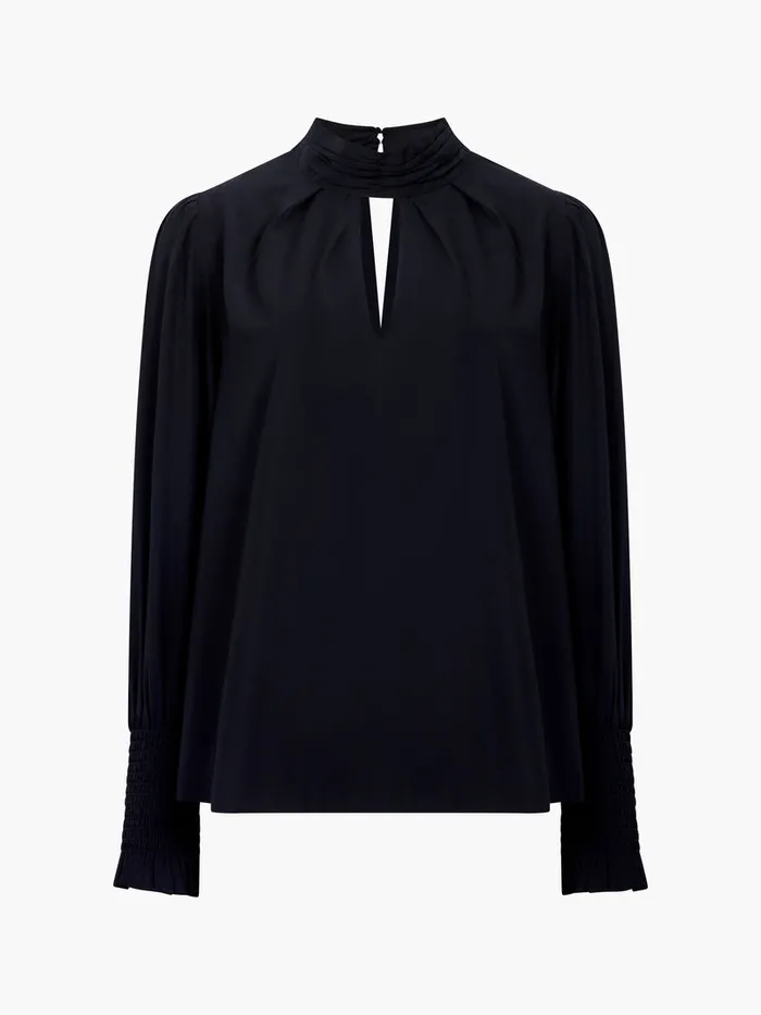 Woman Tops French Connection Crepe Light High Neck Long Sleeve Top Black Woman Tops French Connection Crepe Light High Neck Long Sleeve Top Black