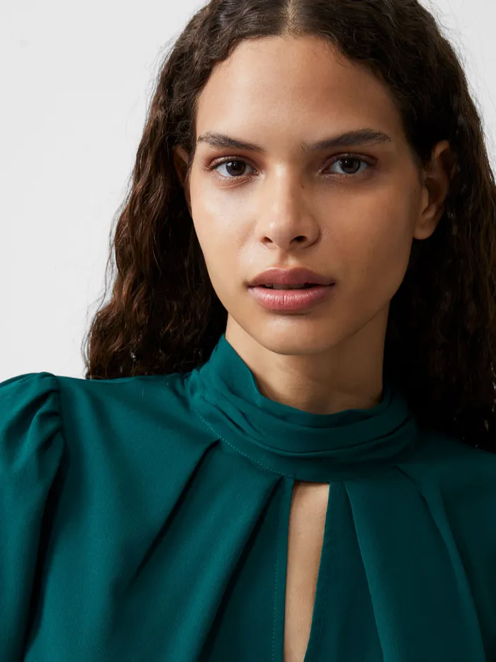 Woman Tops French Connection Crepe Light High Neck Long Sleeve Top Forest Green Woman Tops French Connection Crepe Light High Neck Long Sleeve Top Forest Green