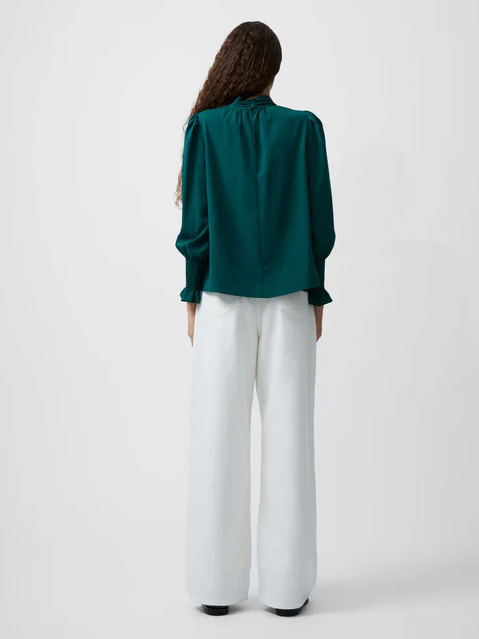 Woman Tops French Connection Crepe Light High Neck Long Sleeve Top Forest Green Woman Tops French Connection Crepe Light High Neck Long Sleeve Top Forest Green