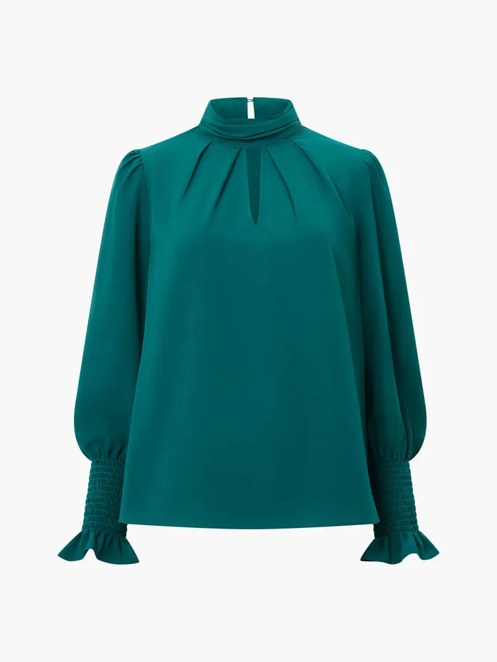 Woman Tops French Connection Crepe Light High Neck Long Sleeve Top Forest Green Woman Tops French Connection Crepe Light High Neck Long Sleeve Top Forest Green