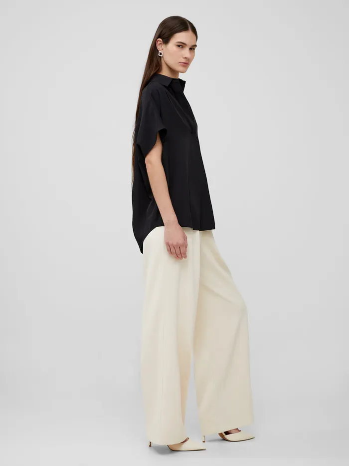 Woman Tops French Connection Crepe Light Recycled Popover Shirt Blackout Woman Tops French Connection Crepe Light Recycled Popover Shirt Blackout