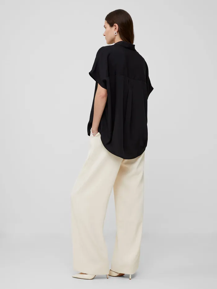 Woman Tops French Connection Crepe Light Recycled Popover Shirt Blackout Woman Tops French Connection Crepe Light Recycled Popover Shirt Blackout