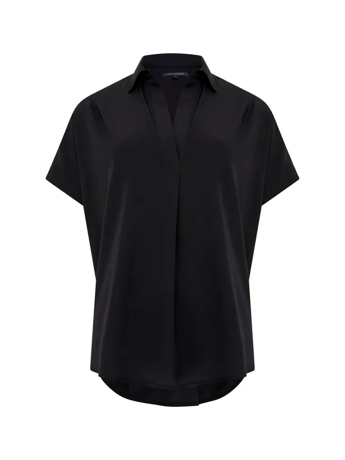 Woman Tops French Connection Crepe Light Recycled Popover Shirt Blackout Woman Tops French Connection Crepe Light Recycled Popover Shirt Blackout