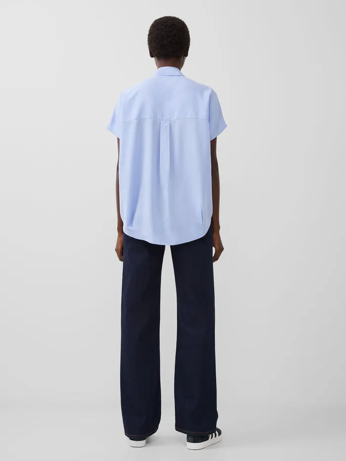 Woman Tops French Connection Crepe Light Recycled Popover Shirt Bluebell Woman Tops French Connection Crepe Light Recycled Popover Shirt Bluebell