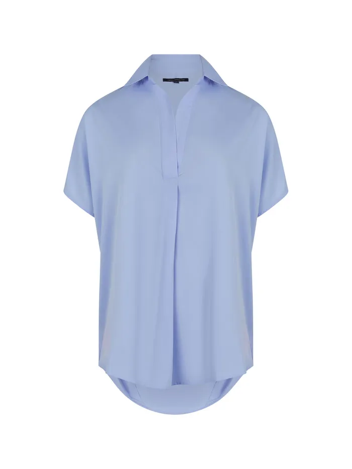 Woman Tops French Connection Crepe Light Recycled Popover Shirt Bluebell Woman Tops French Connection Crepe Light Recycled Popover Shirt Bluebell