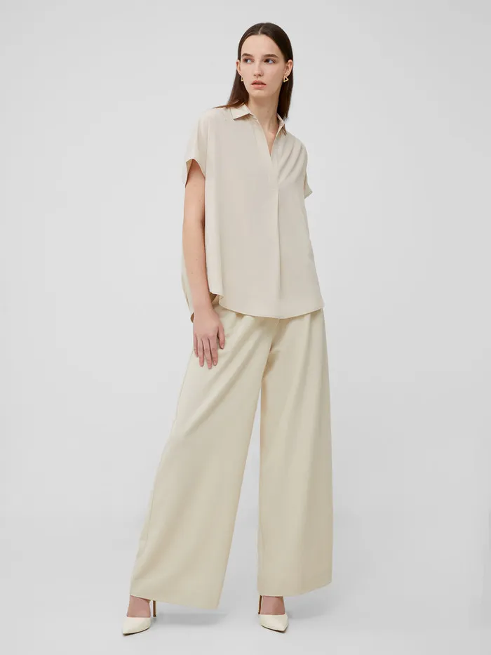 Woman Tops French Connection Crepe Light Recycled Popover Shirt Silver Lining Woman Tops French Connection Crepe Light Recycled Popover Shirt Silver Lining