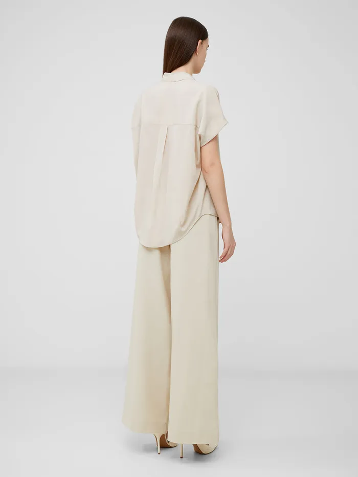 Woman Tops French Connection Crepe Light Recycled Popover Shirt Silver Lining Woman Tops French Connection Crepe Light Recycled Popover Shirt Silver Lining