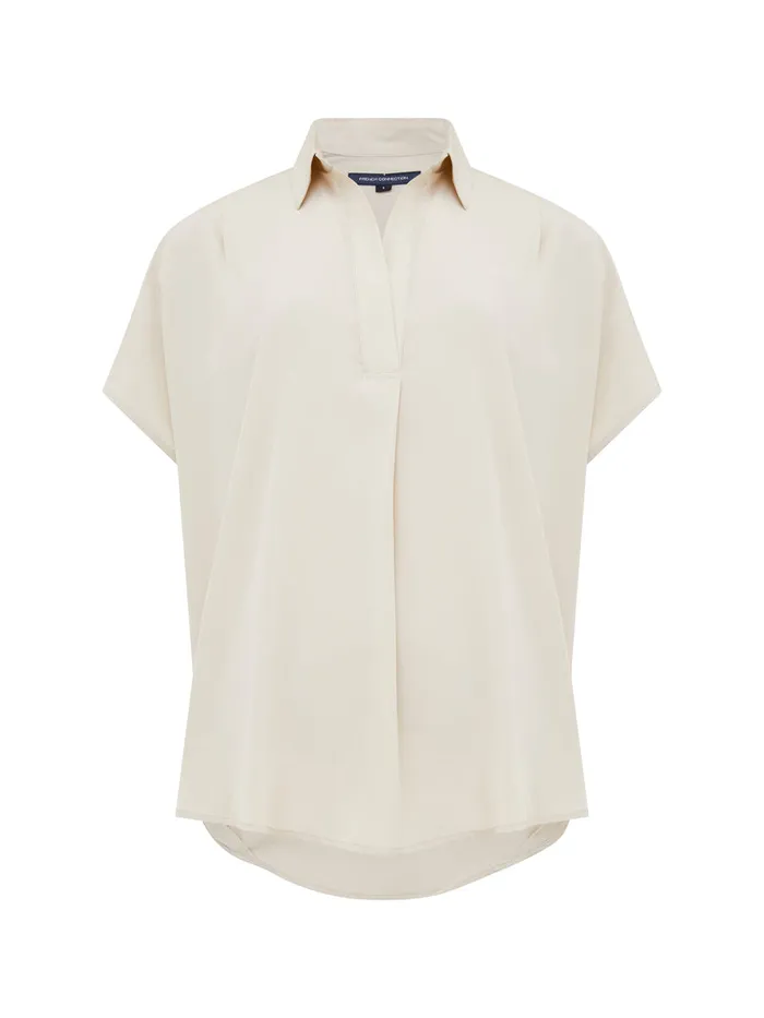 Woman Tops French Connection Crepe Light Recycled Popover Shirt Silver Lining Woman Tops French Connection Crepe Light Recycled Popover Shirt Silver Lining