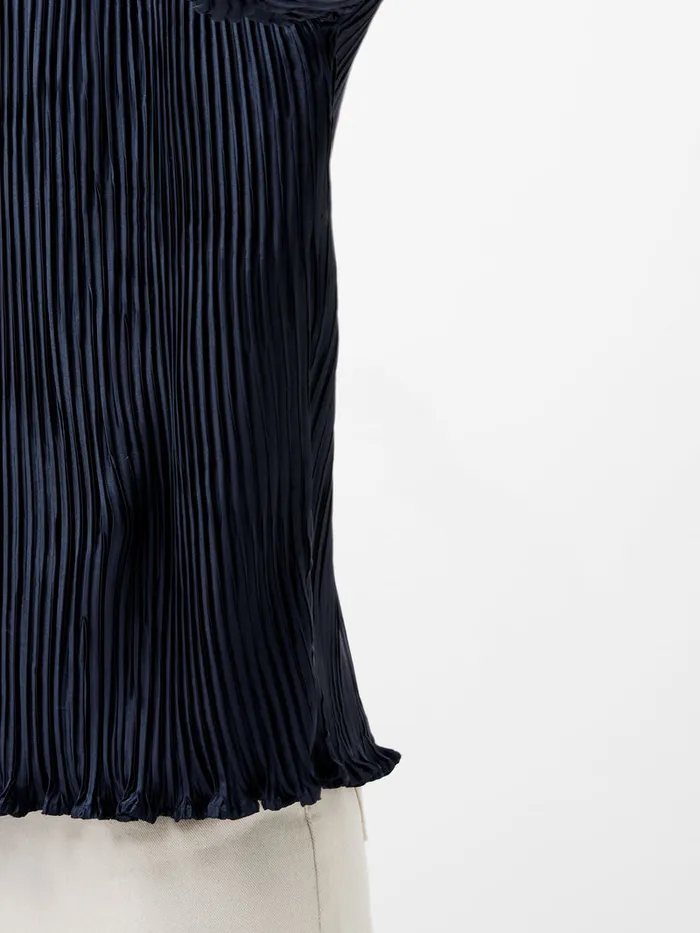 Woman Tops French Connection Crina Crinkle Satin Georgette Mix Shirt Marine Woman Tops French Connection Crina Crinkle Satin Georgette Mix Shirt Marine