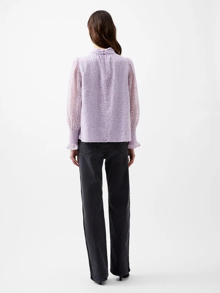 Woman Tops French Connection Diandra Devore Long Sleeve High Neck Top Orchid Petal Woman Tops French Connection Diandra Devore Long Sleeve High Neck Top Orchid Petal