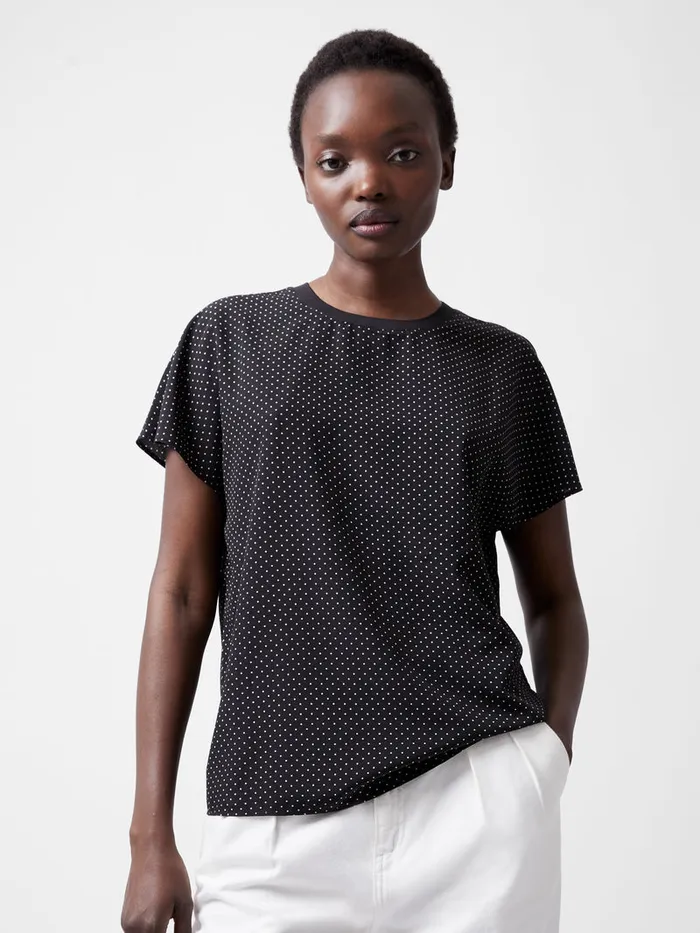 Woman Tops French Connection Dotty Spot Abeny Crew Neck Top Blackoutsummer Whit Woman Tops French Connection Dotty Spot Abeny Crew Neck Top Blackoutsummer Whit