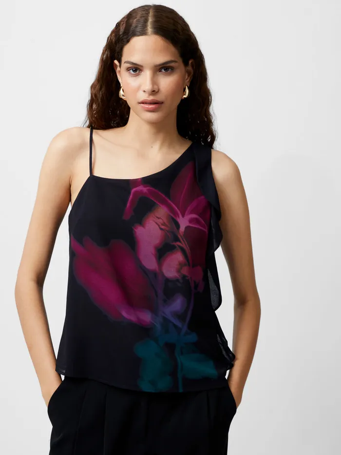Woman Tops French Connection Eden Georgette Frilly Cami Top Blackout Multi