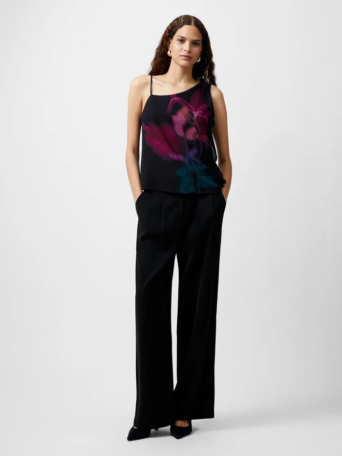 Woman Tops French Connection Eden Georgette Frilly Cami Top Blackout Multi Woman Tops French Connection Eden Georgette Frilly Cami Top Blackout Multi