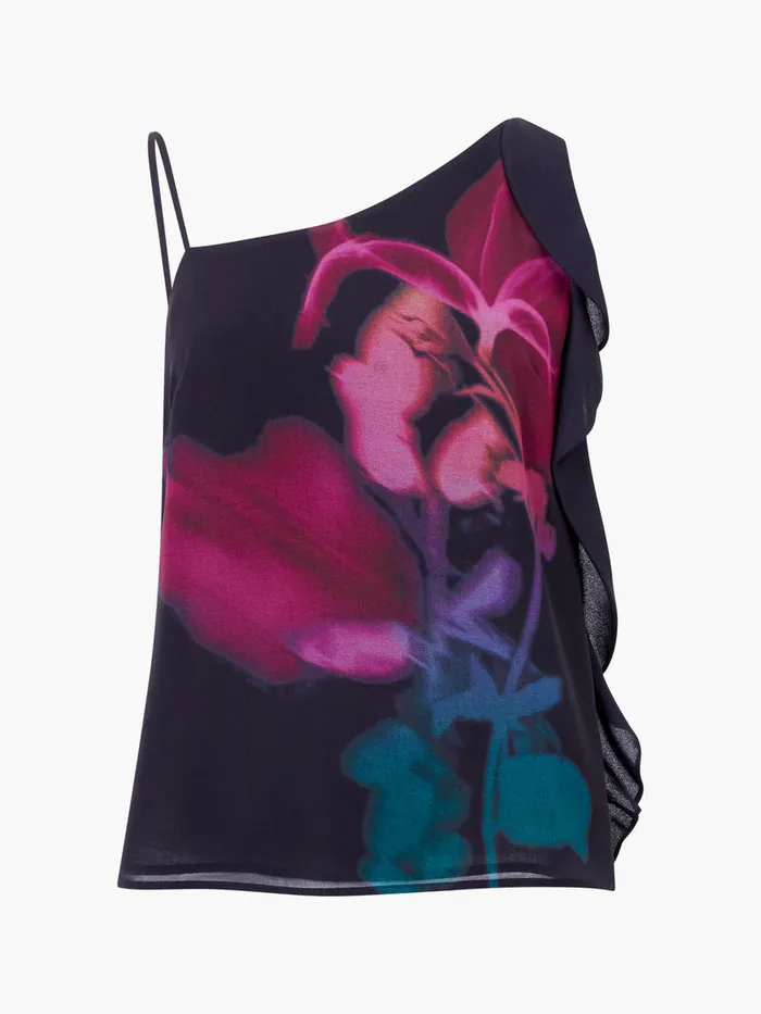 Woman Tops French Connection Eden Georgette Frilly Cami Top Blackout Multi Woman Tops French Connection Eden Georgette Frilly Cami Top Blackout Multi