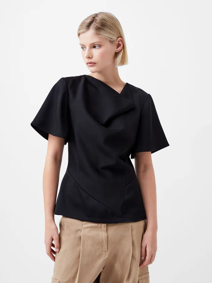 Woman Tops French Connection Fenix Satin Top Blackout