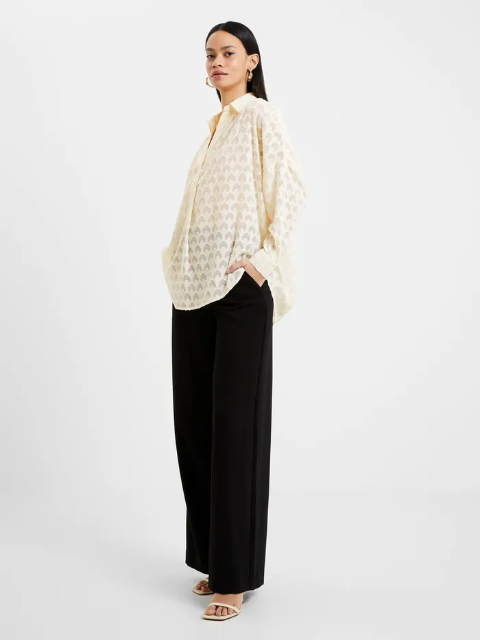 Woman Tops French Connection Geo BurnOut Popover Shirt Classic Cream Woman Tops French Connection Geo BurnOut Popover Shirt Classic Cream