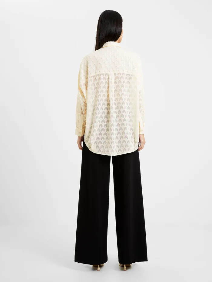 Woman Tops French Connection Geo BurnOut Popover Shirt Classic Cream Woman Tops French Connection Geo BurnOut Popover Shirt Classic Cream