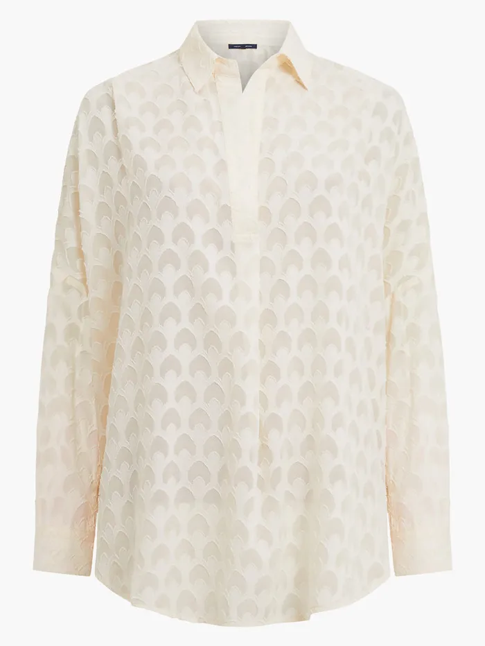 Woman Tops French Connection Geo BurnOut Popover Shirt Classic Cream Woman Tops French Connection Geo BurnOut Popover Shirt Classic Cream