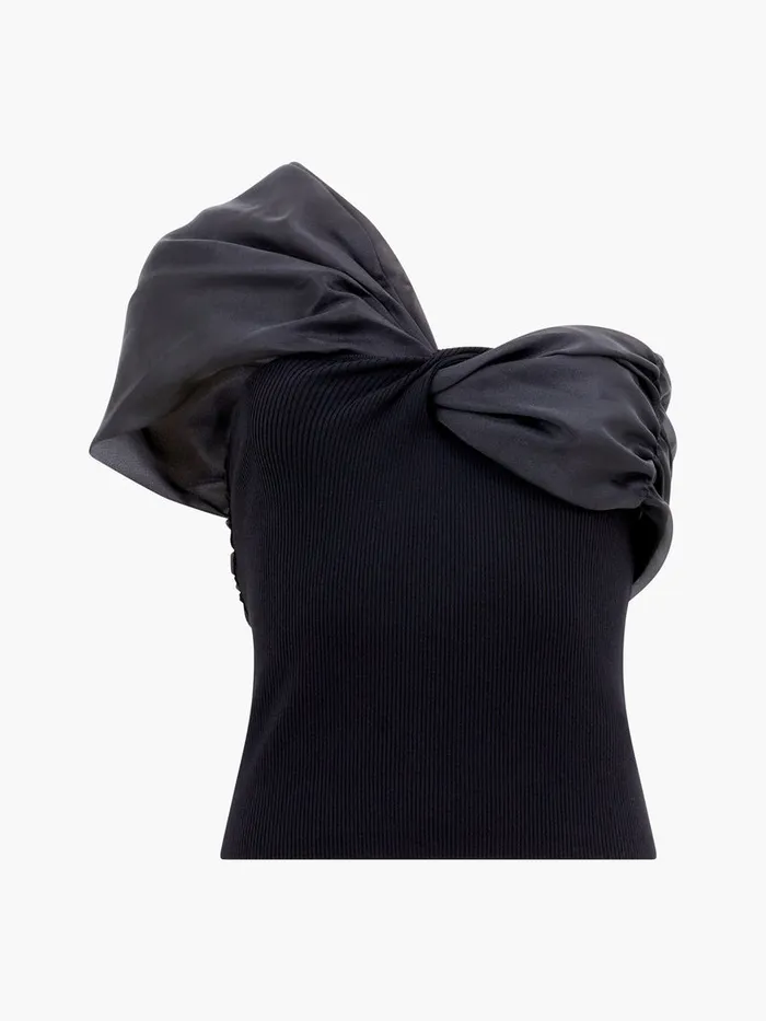 Woman Tops French Connection Noelani Asymmetrical Organza Off Shoulder Top Blackout Woman Tops French Connection Noelani Asymmetrical Organza Off Shoulder Top Blackout