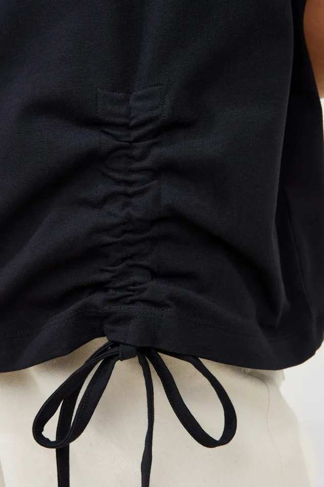 Woman Tops French Connection Rallie Cotton Rouched TShirt Blackout Woman Tops French Connection Rallie Cotton Rouched TShirt Blackout