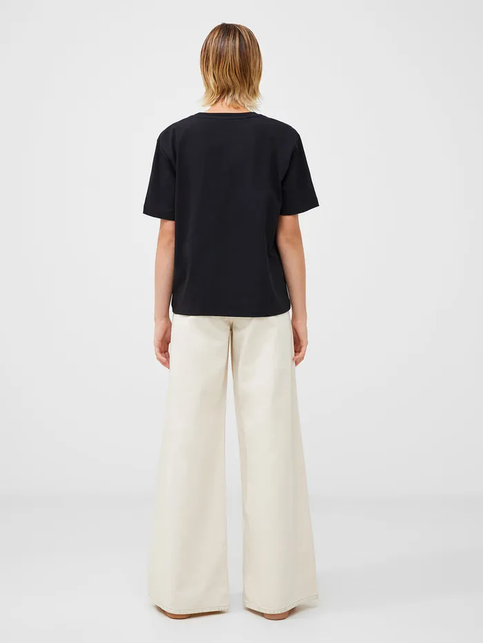 Woman Tops French Connection Rallie Cotton Rouched TShirt Blackout Woman Tops French Connection Rallie Cotton Rouched TShirt Blackout