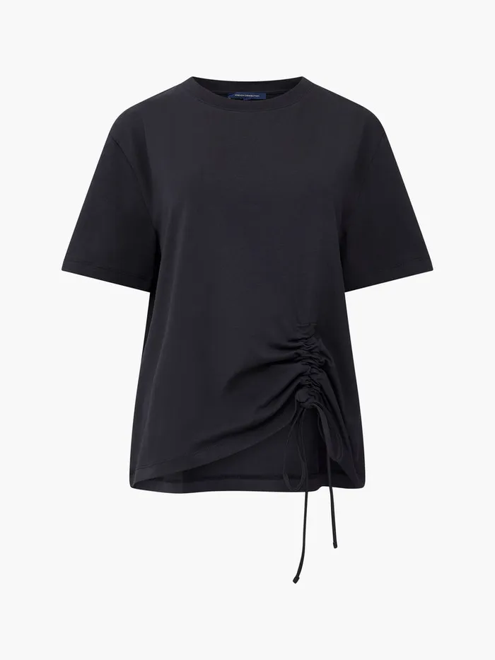 Woman Tops French Connection Rallie Cotton Rouched TShirt Blackout Woman Tops French Connection Rallie Cotton Rouched TShirt Blackout