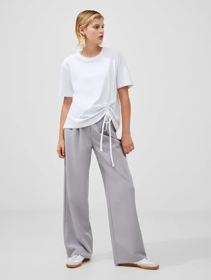 Woman Tops French Connection Rallie Cotton Rouched TShirt Linen White Woman Tops French Connection Rallie Cotton Rouched TShirt Linen White