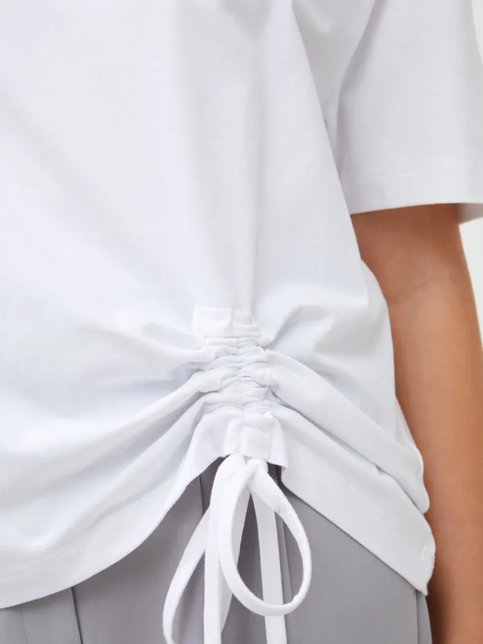 Woman Tops French Connection Rallie Cotton Rouched TShirt Linen White Woman Tops French Connection Rallie Cotton Rouched TShirt Linen White
