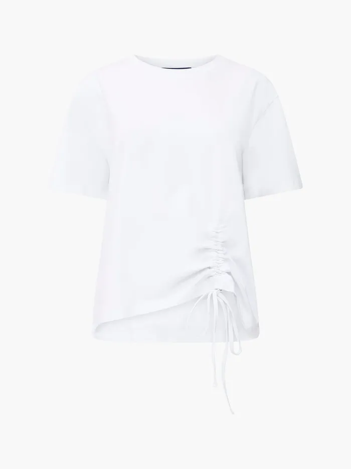 Woman Tops French Connection Rallie Cotton Rouched TShirt Linen White Woman Tops French Connection Rallie Cotton Rouched TShirt Linen White