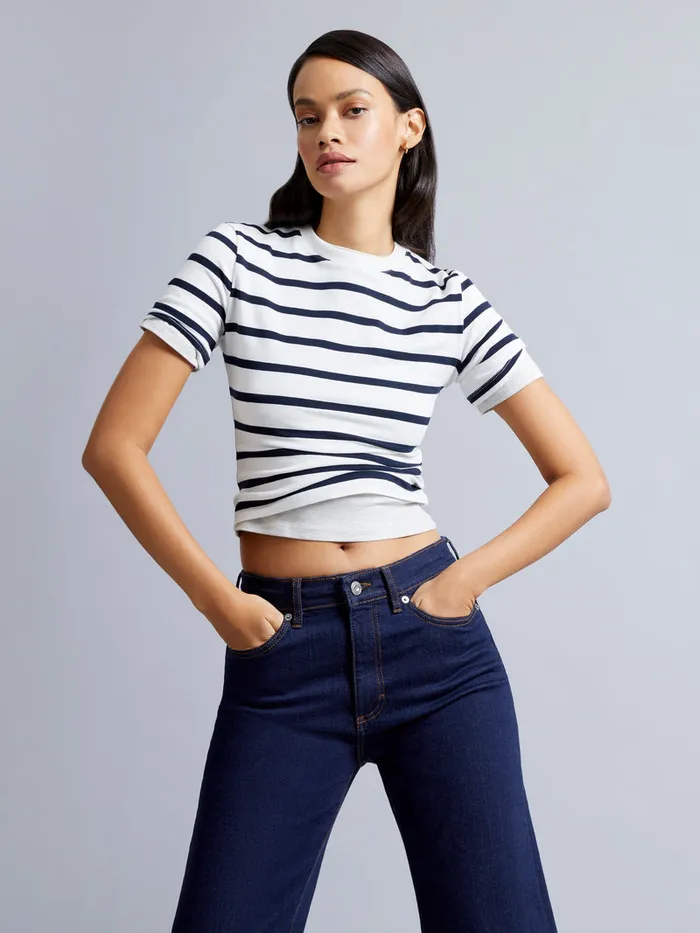 Woman Tops French Connection Rallie Stripe Crew Neck Top Stripe S Whitemarin
