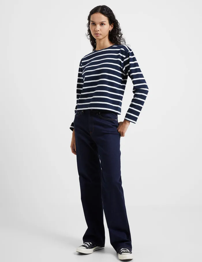 Woman Tops French Connection Rallie Stripe Slash Neck Top Stripe Marinewhite