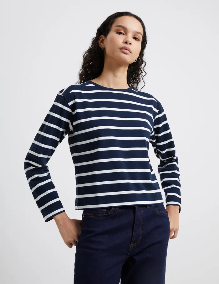 Woman Tops French Connection Rallie Stripe Slash Neck Top Stripe Marinewhite Woman Tops French Connection Rallie Stripe Slash Neck Top Stripe Marinewhite