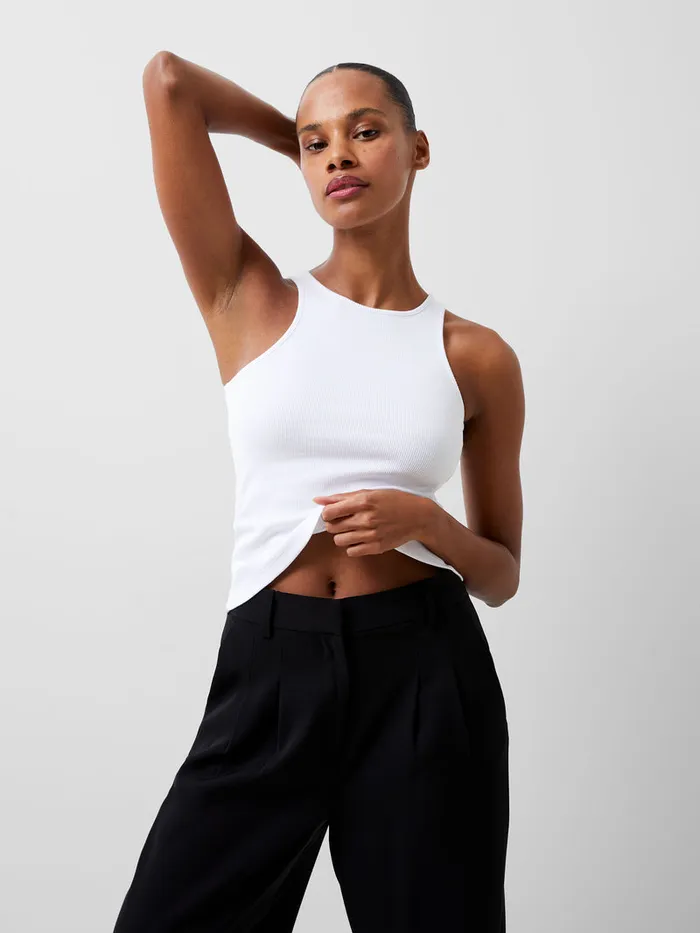 Woman Tops French Connection Rassia Sheryle Ribbed Tank Top White Woman Tops French Connection Rassia Sheryle Ribbed Tank Top White