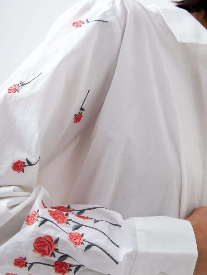 Woman Tops French Connection Rhodes Embroidered Shirt Linen White Woman Tops French Connection Rhodes Embroidered Shirt Linen White