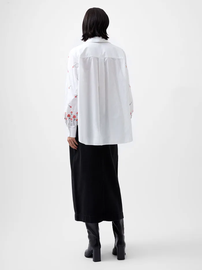 Woman Tops French Connection Rhodes Embroidered Shirt Linen White Woman Tops French Connection Rhodes Embroidered Shirt Linen White