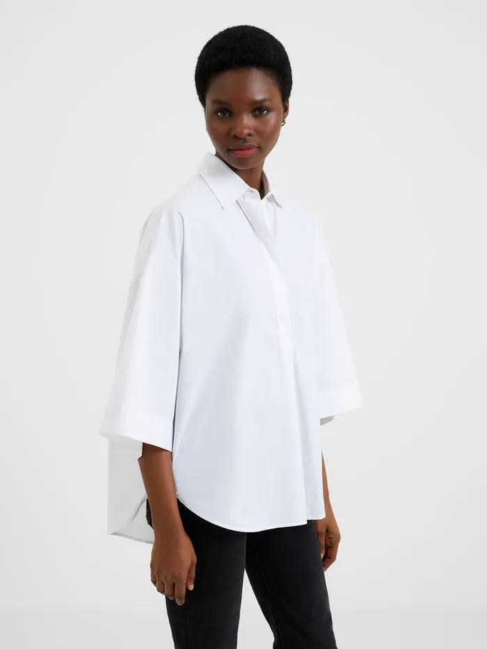 Woman Tops French Connection Rhodes Poplin Popover Shirt Linen White