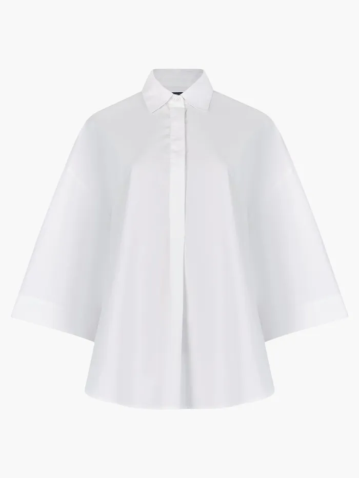 Woman Tops French Connection Rhodes Poplin Popover Shirt Linen White Woman Tops French Connection Rhodes Poplin Popover Shirt Linen White