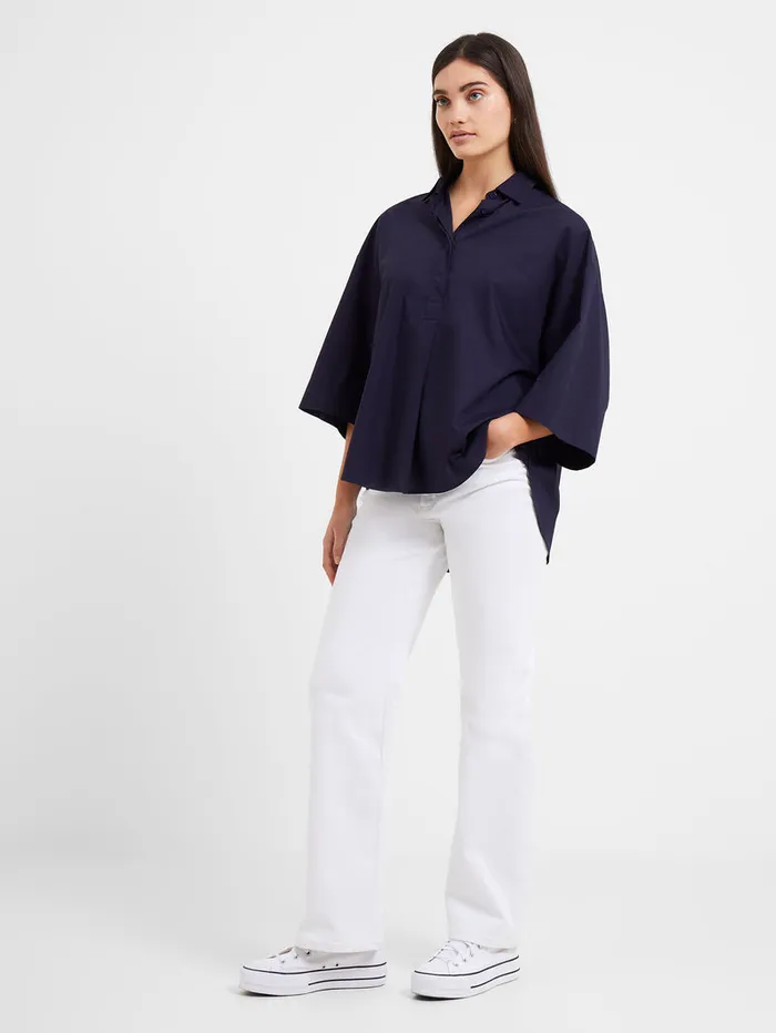 Woman Tops French Connection Rhodes Poplin Popover Shirt Marine Woman Tops French Connection Rhodes Poplin Popover Shirt Marine