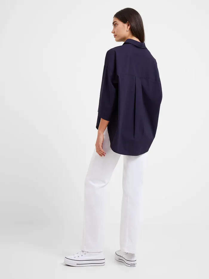 Woman Tops French Connection Rhodes Poplin Popover Shirt Marine Woman Tops French Connection Rhodes Poplin Popover Shirt Marine