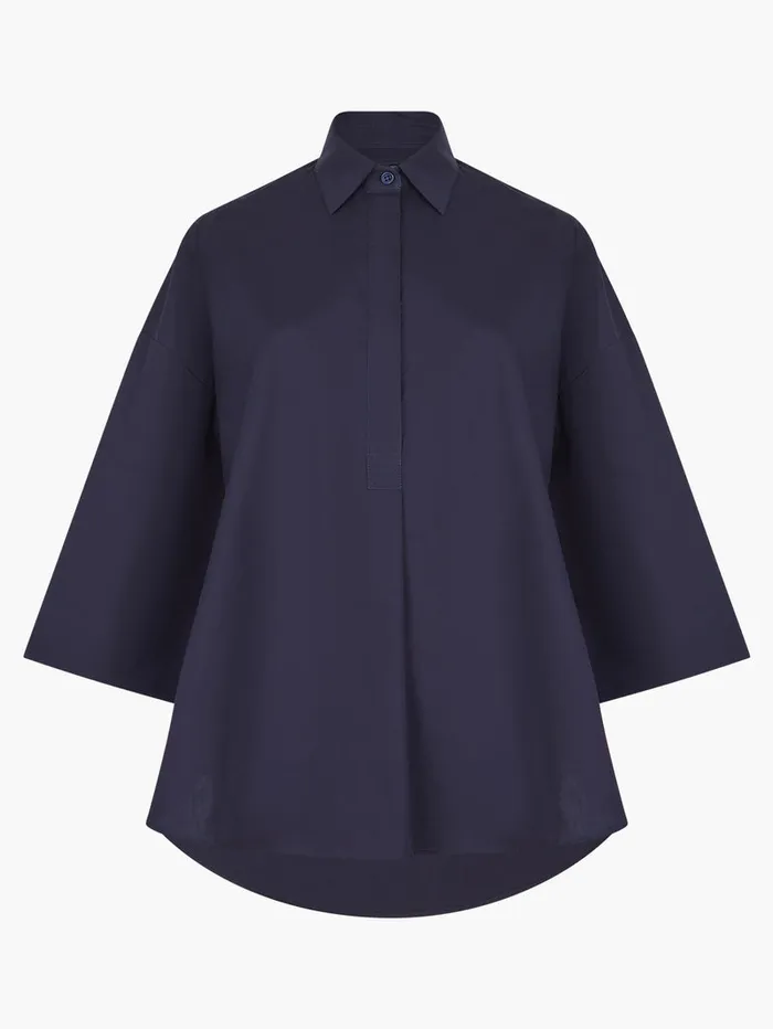 Woman Tops French Connection Rhodes Poplin Popover Shirt Marine Woman Tops French Connection Rhodes Poplin Popover Shirt Marine