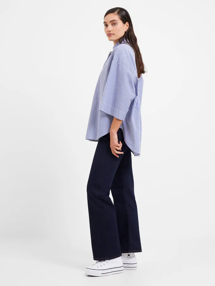 Woman Tops French Connection Rhodes Poplin Stripe Popover Shirt Linen Whitemarine Woman Tops French Connection Rhodes Poplin Stripe Popover Shirt Linen Whitemarine