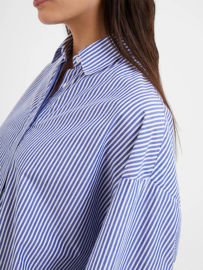 Woman Tops French Connection Rhodes Poplin Stripe Popover Shirt Linen Whitemarine Woman Tops French Connection Rhodes Poplin Stripe Popover Shirt Linen Whitemarine