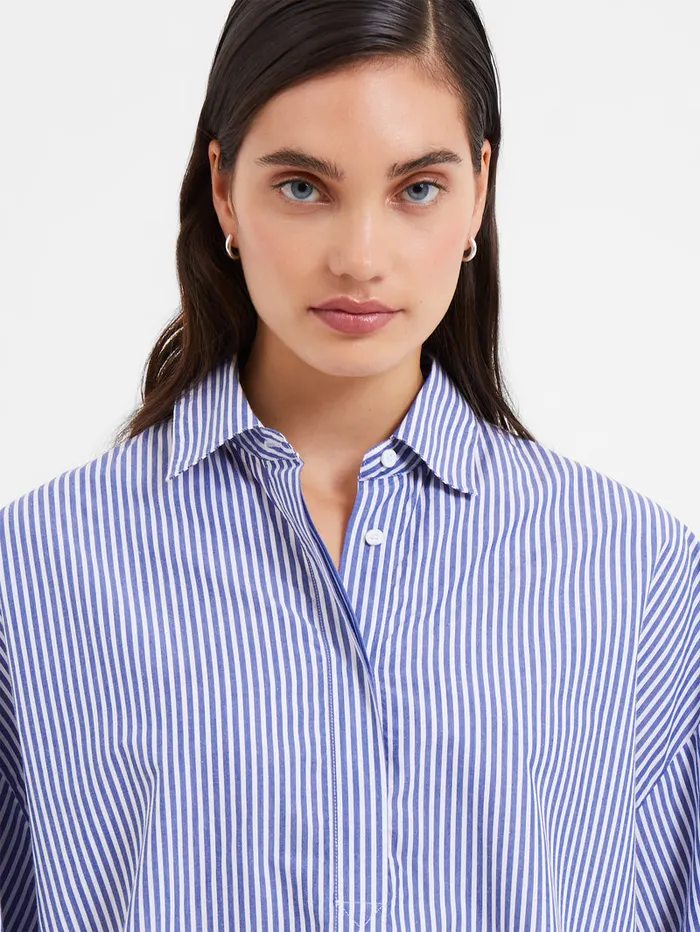 Woman Tops French Connection Rhodes Poplin Stripe Popover Shirt Linen Whitemarine Woman Tops French Connection Rhodes Poplin Stripe Popover Shirt Linen Whitemarine