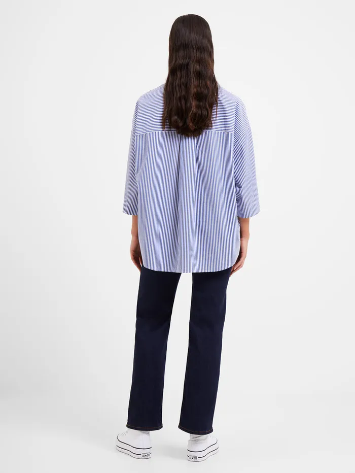 Woman Tops French Connection Rhodes Poplin Stripe Popover Shirt Linen Whitemarine Woman Tops French Connection Rhodes Poplin Stripe Popover Shirt Linen Whitemarine