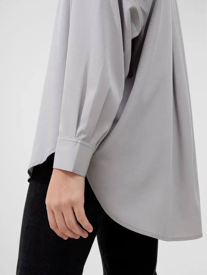 Woman Tops French Connection Rhodes Recycled Crepe Popover Shirt Alloy Woman Tops French Connection Rhodes Recycled Crepe Popover Shirt Alloy