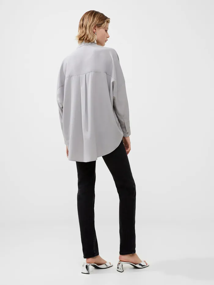 Woman Tops French Connection Rhodes Recycled Crepe Popover Shirt Alloy Woman Tops French Connection Rhodes Recycled Crepe Popover Shirt Alloy